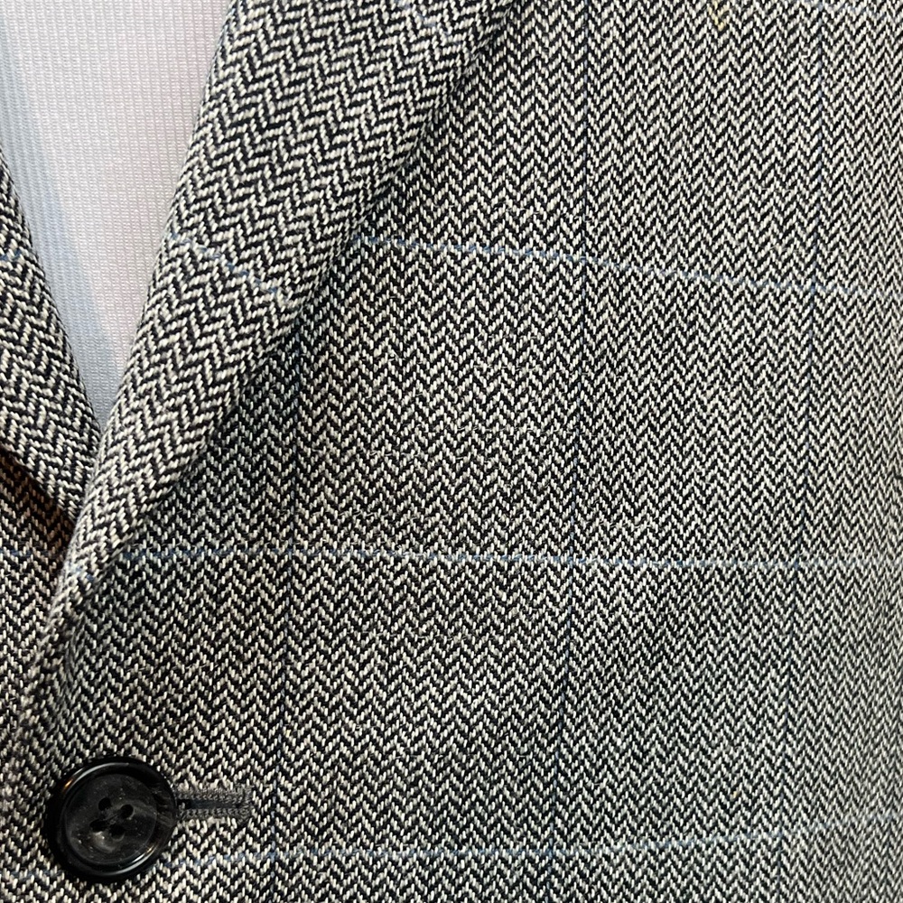 Jos. A. Bank Men's 42R Gray Silk/Cashmere/Wool Plaid Herringbone Blazer Jacket - Picture 4 of 7